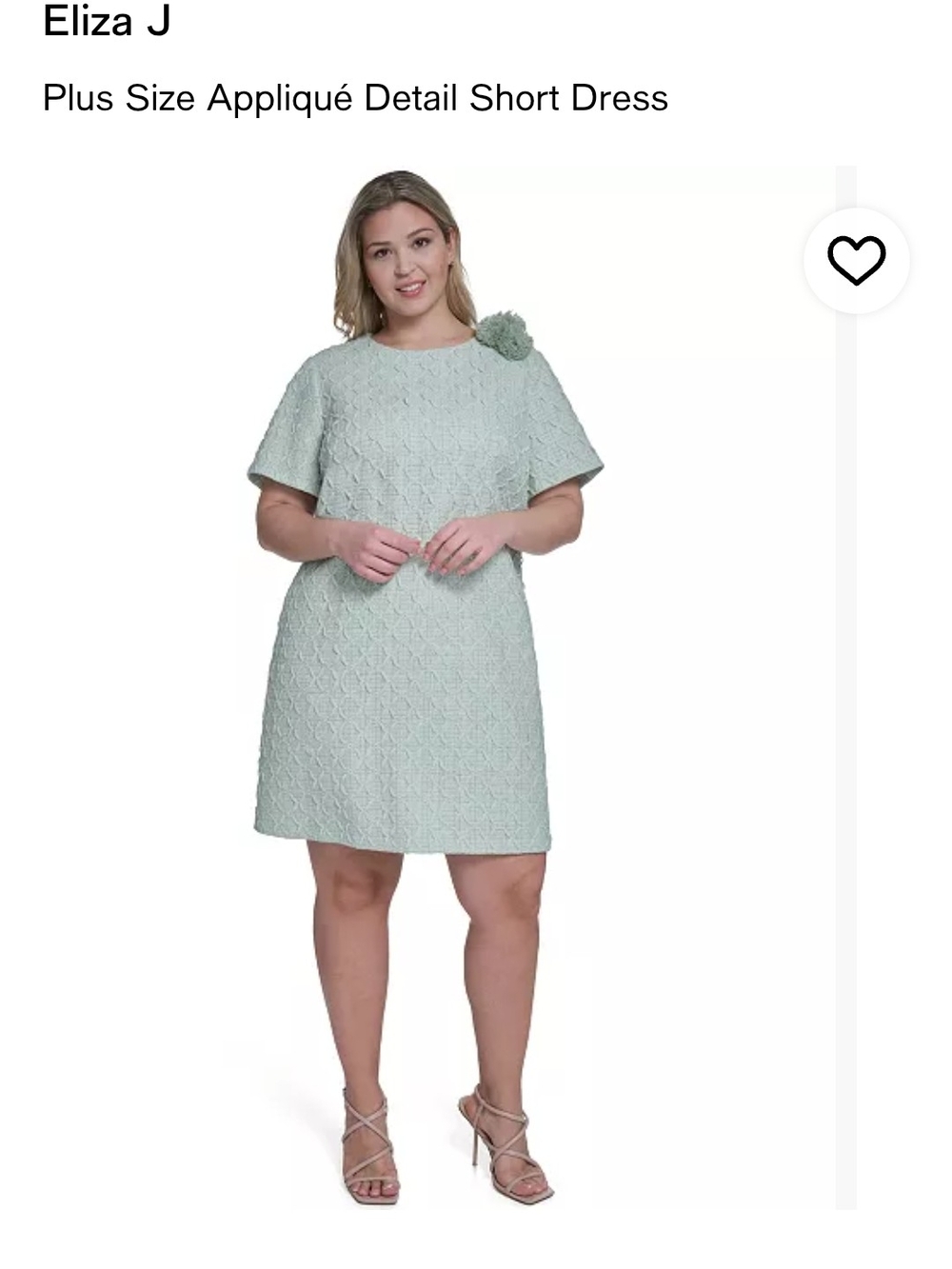 Eliza J Plus Size Appliqué Detail Short Dress in Mint